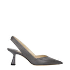 Gray Leather High Heel Pumps