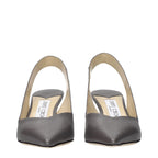 Gray Leather High Heel Pumps