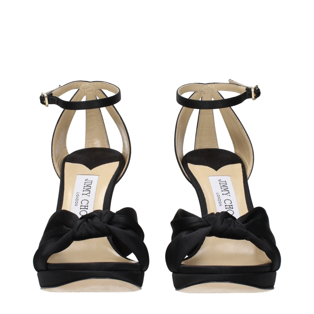 Black Satin Platform Sandals