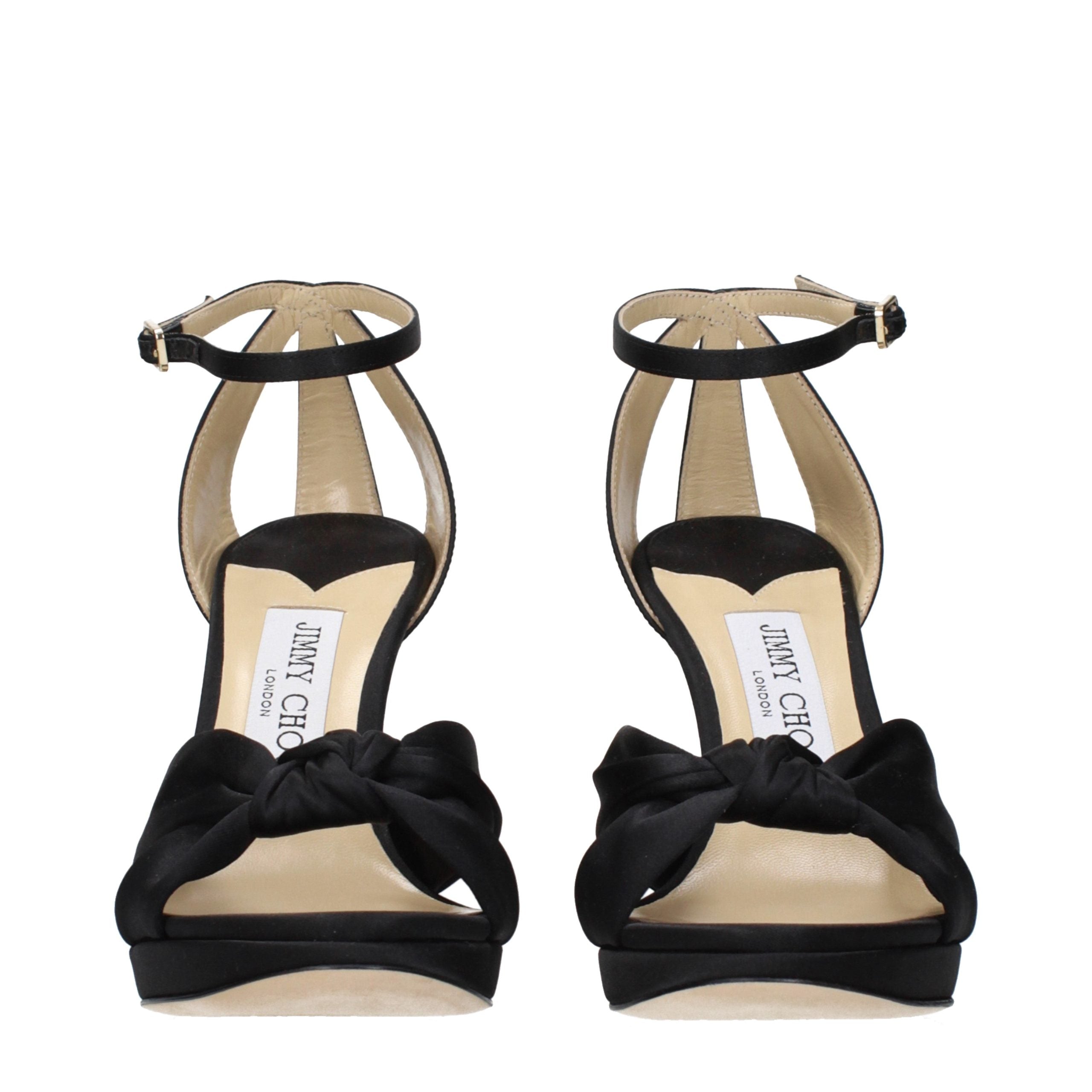 Black Satin Platform Sandals