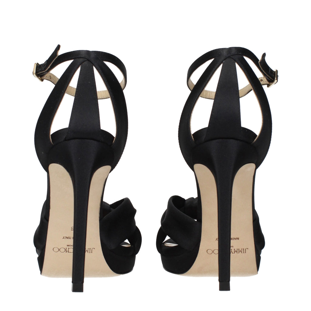 Black Satin Platform Sandals