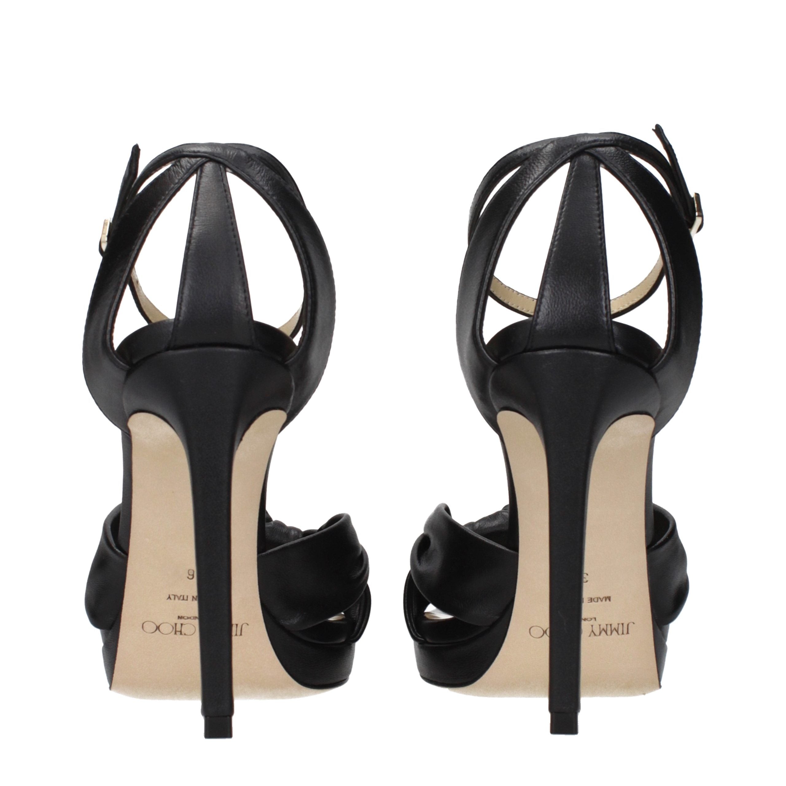 Black Leather Platform Sandals