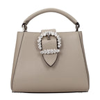 Gray Leather Handbag