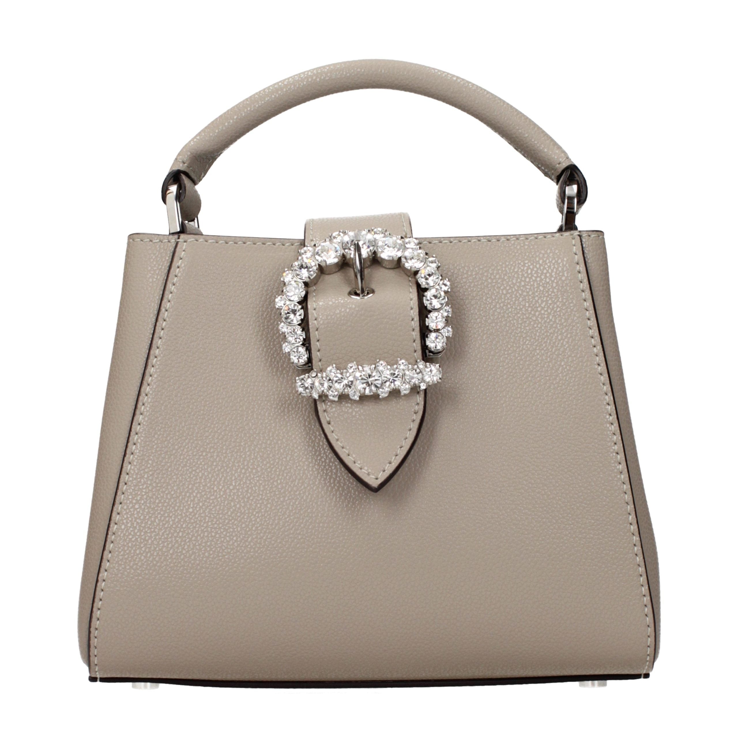 Gray Leather Handbag