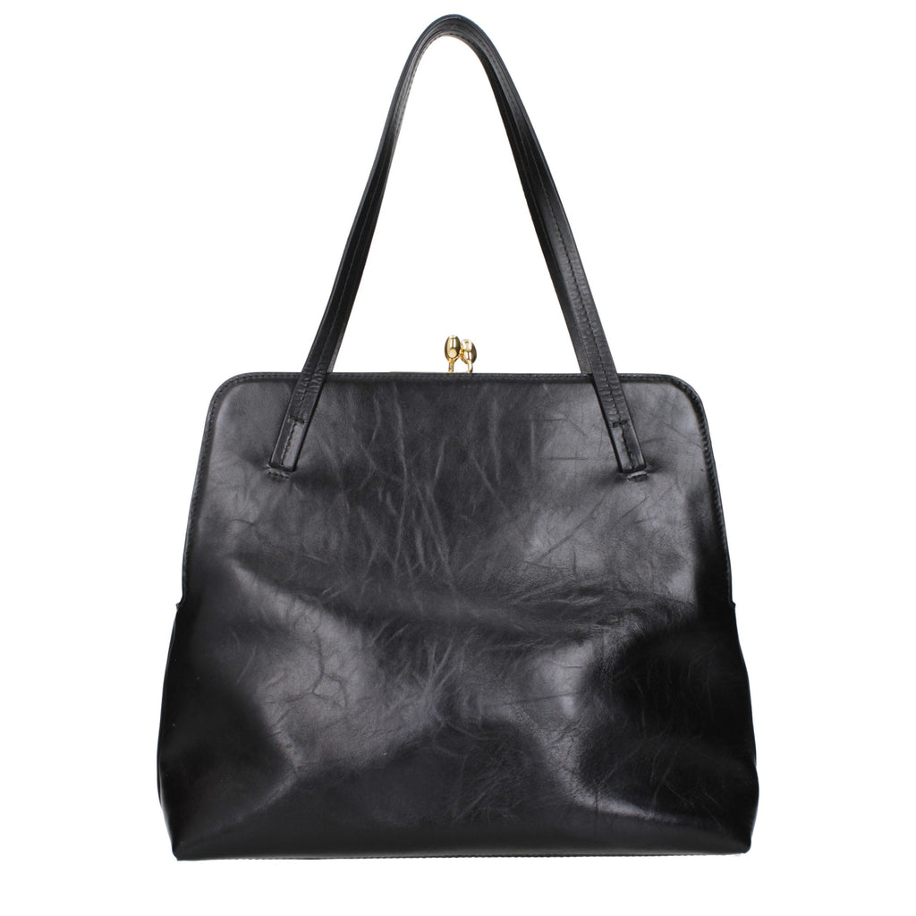 Sleek Black Leather Shoulder Bag