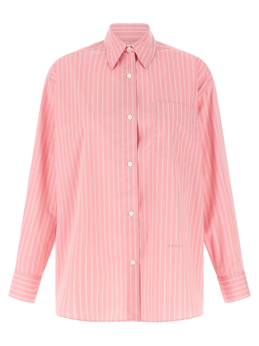 Pink Cotton Oversized Striped Blouse