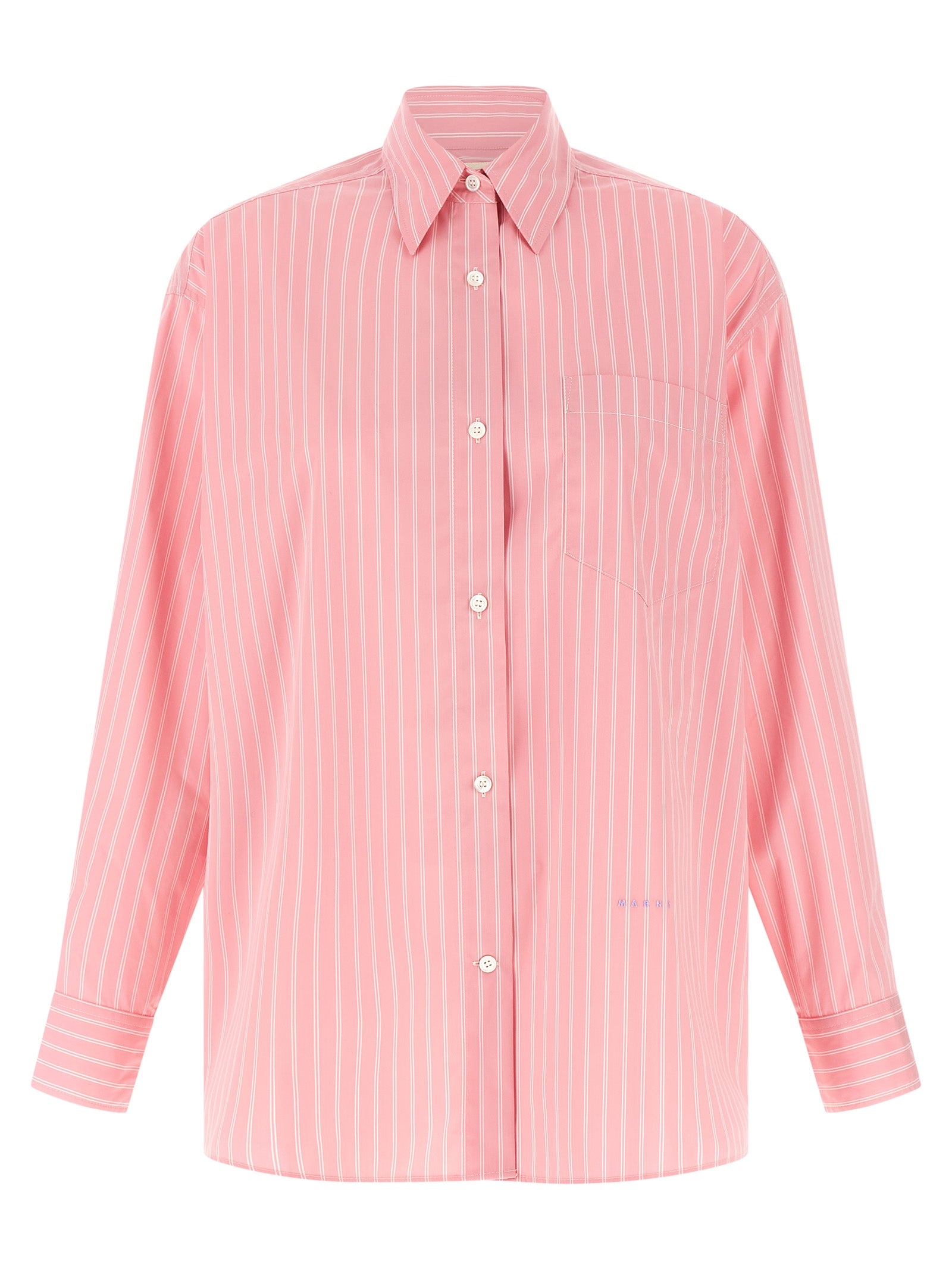 Pink Cotton Oversized Striped Blouse