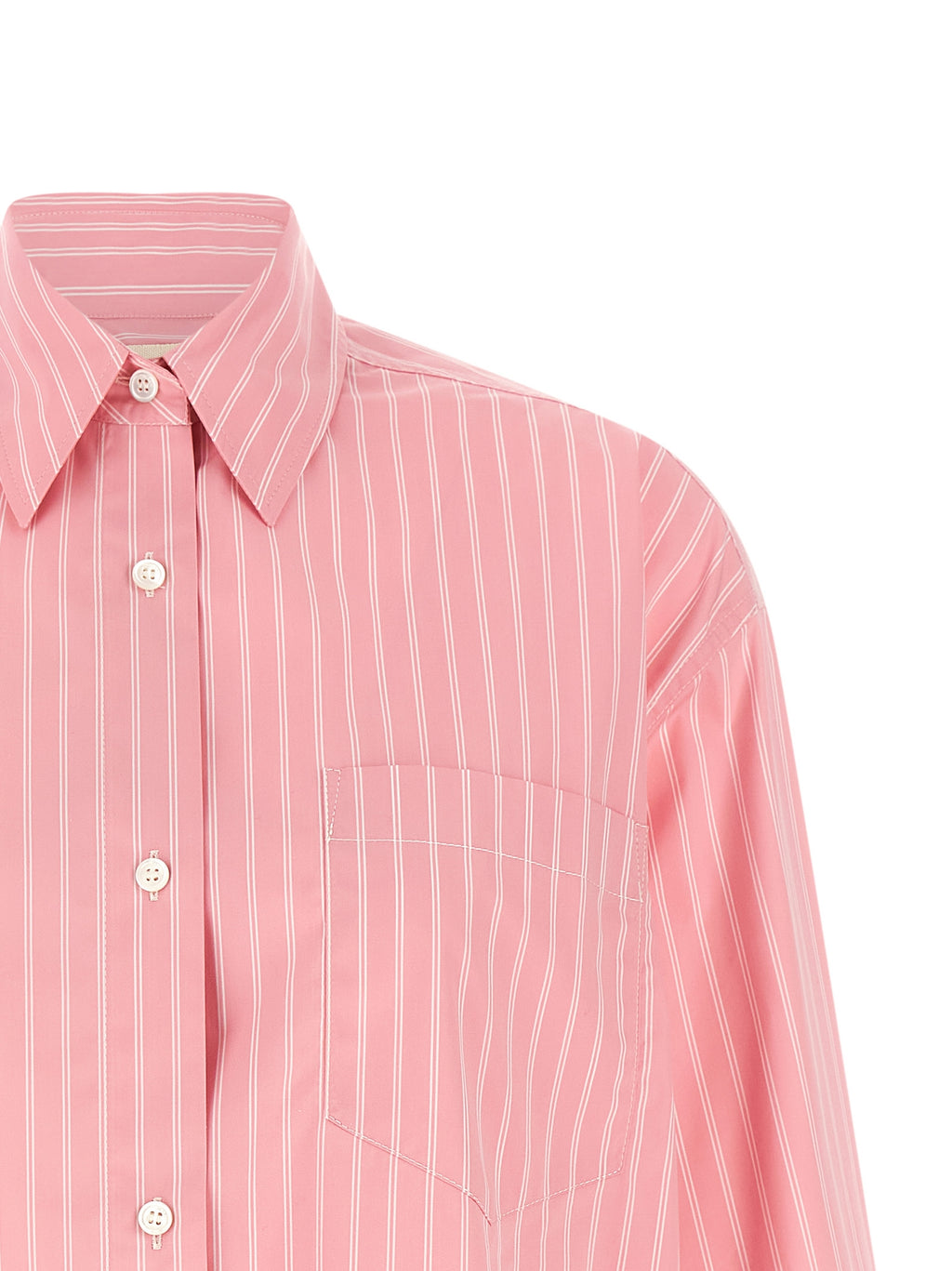 Pink Cotton Oversized Striped Blouse