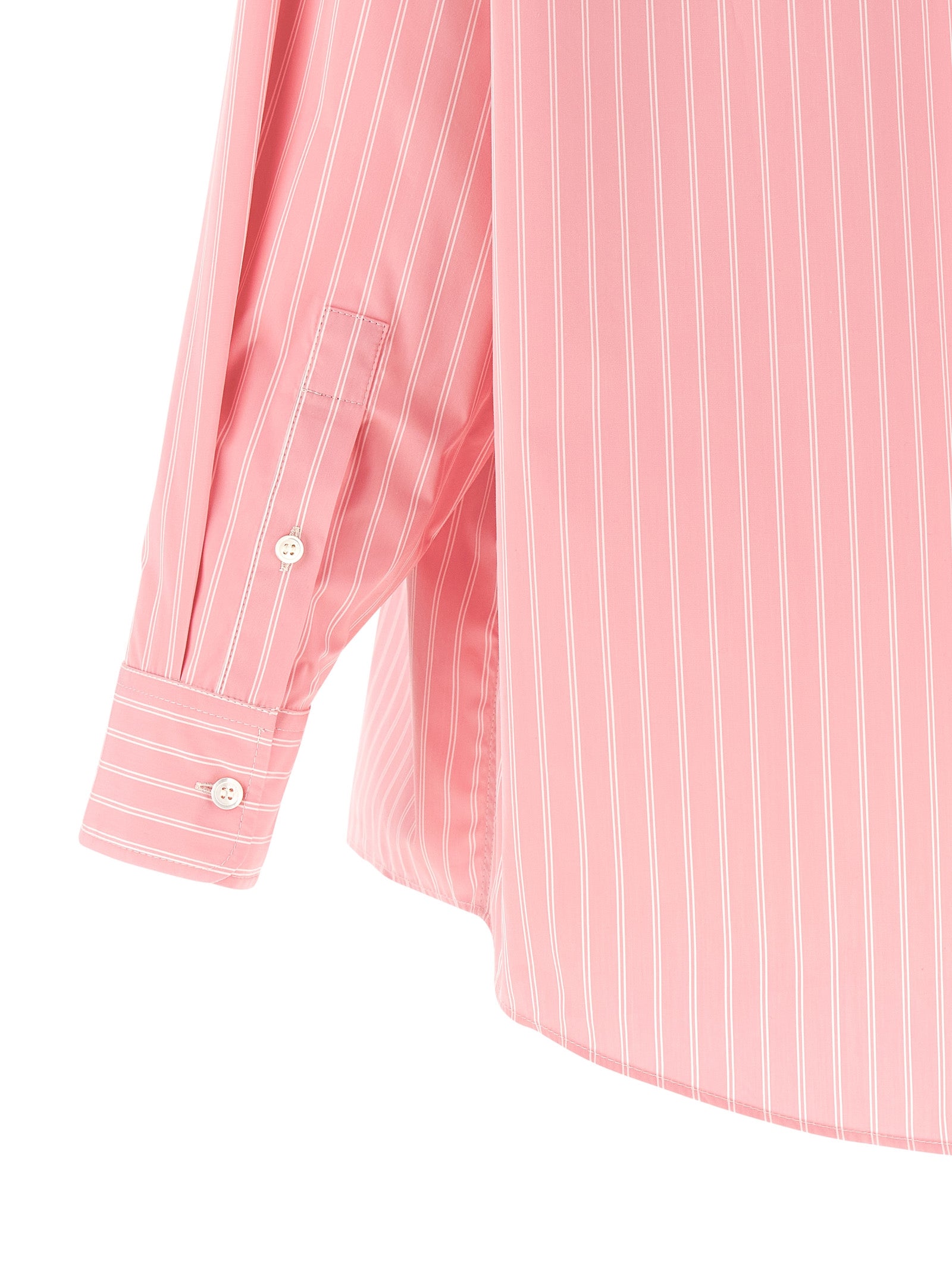 Pink Cotton Oversized Striped Blouse