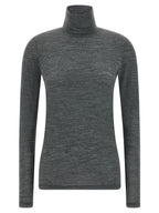Gray Polyester Virgin Wool Long‑Sleeve T‑Shirt