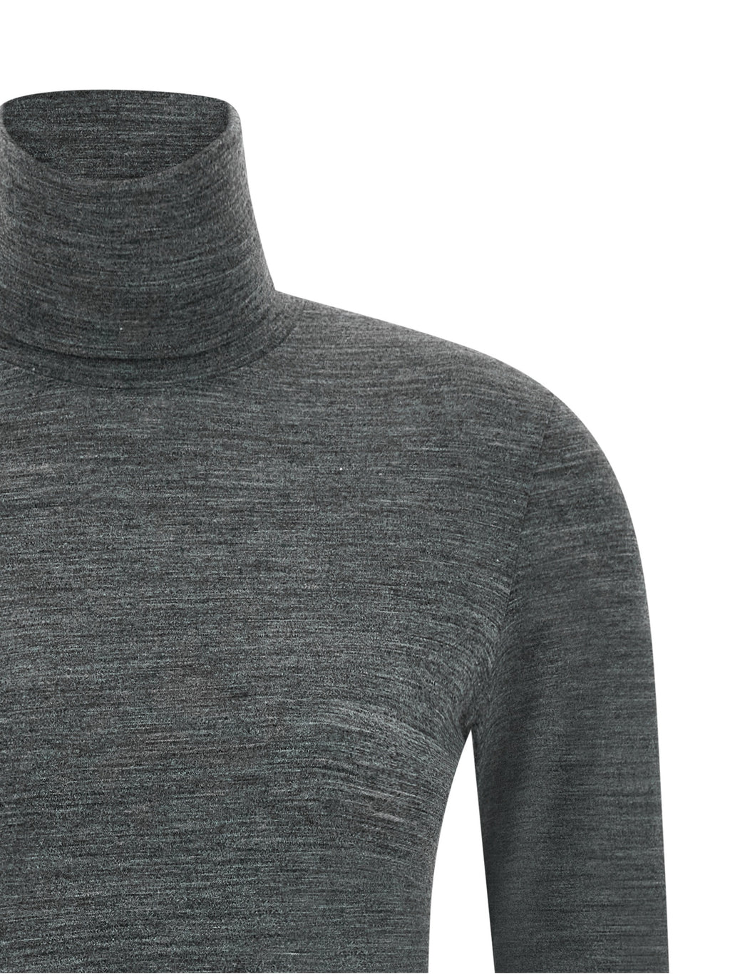 Gray Polyester Virgin Wool Long‑Sleeve T‑Shirt