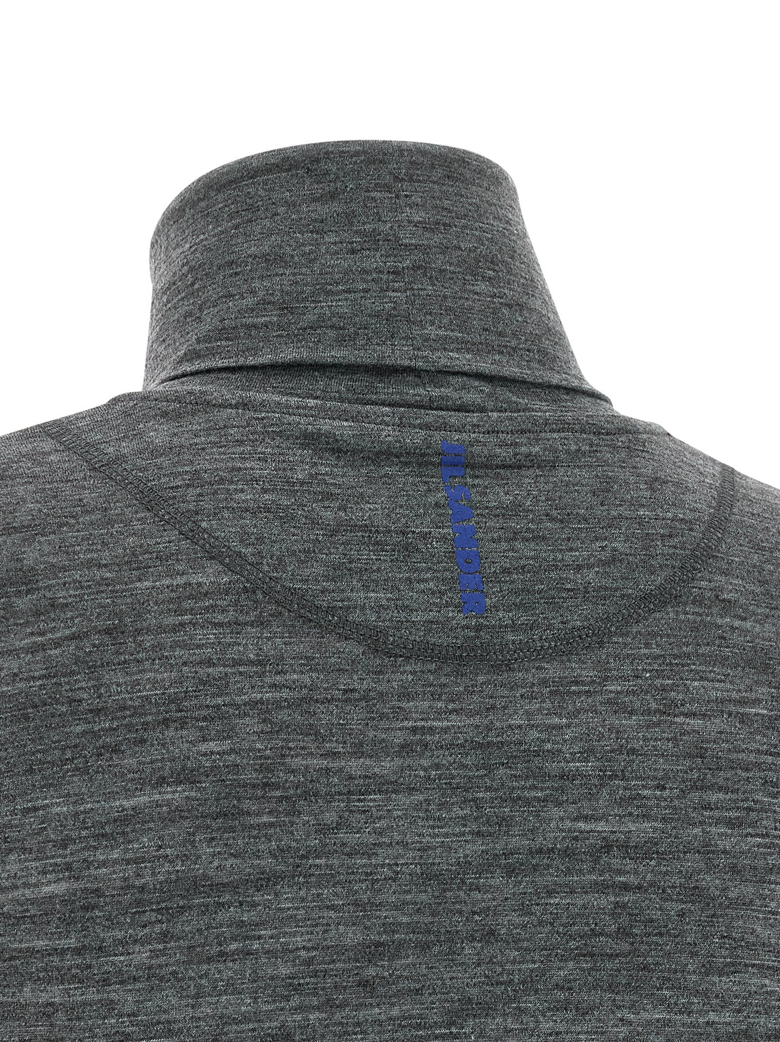 Gray Polyester Virgin Wool Long‑Sleeve T‑Shirt