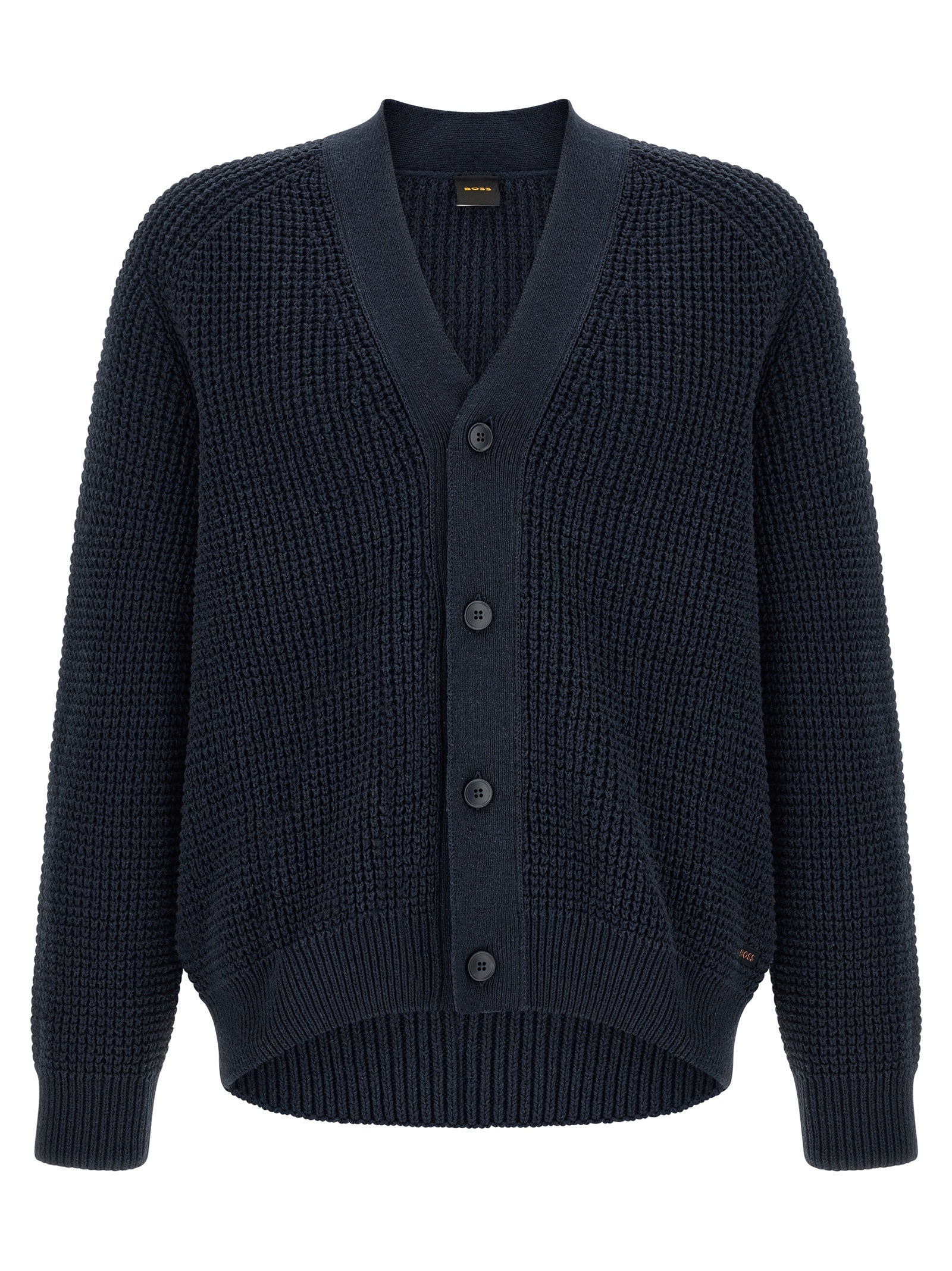 Navy Honeycomb Cotton Cardigan