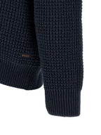 Navy Honeycomb Cotton Cardigan