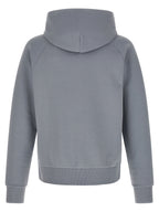 Gray Cotton-Blend Hooded Zip Sweatshirt