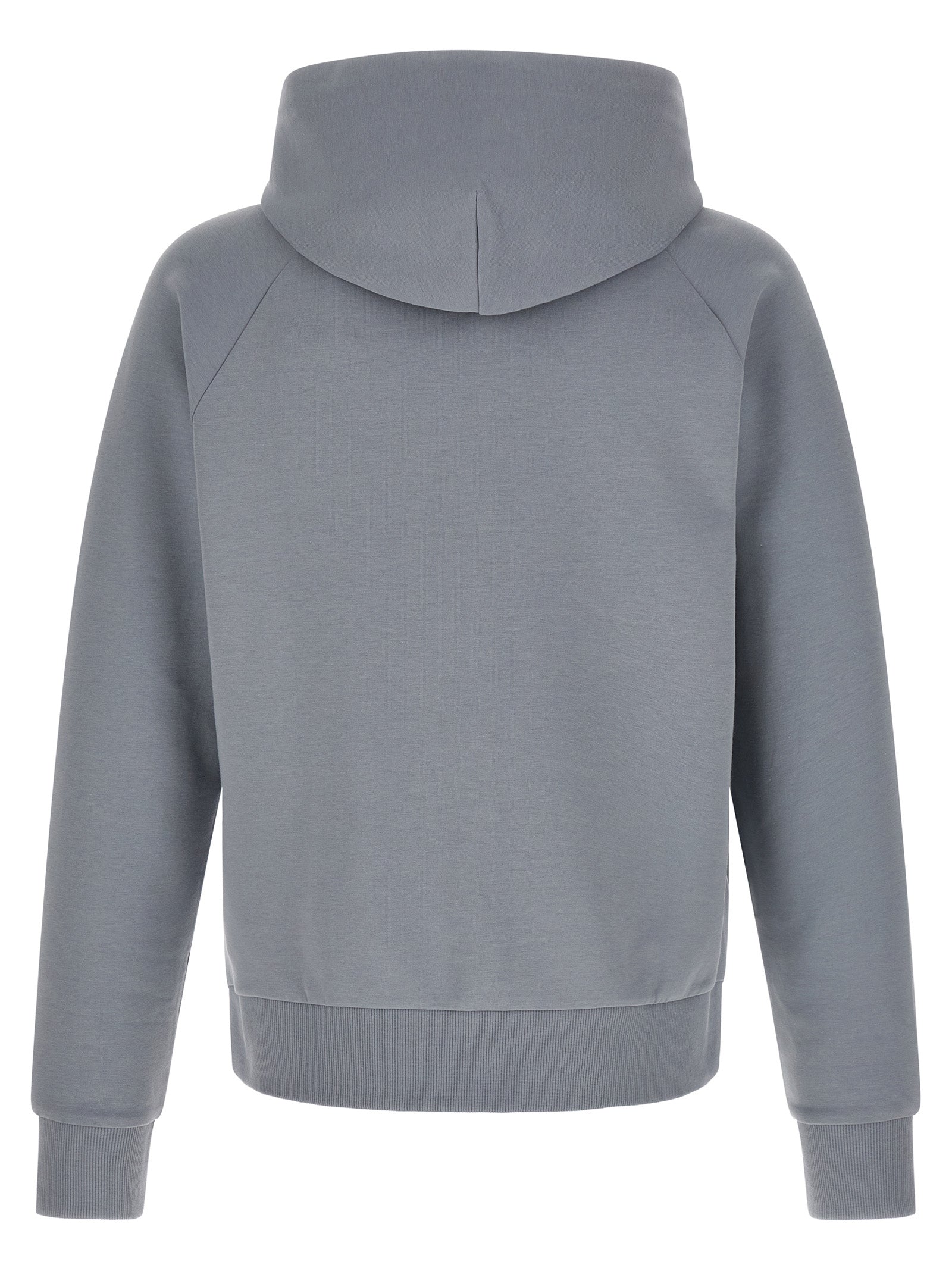 Gray Cotton-Blend Hooded Zip Sweatshirt