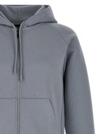 Gray Cotton-Blend Hooded Zip Sweatshirt