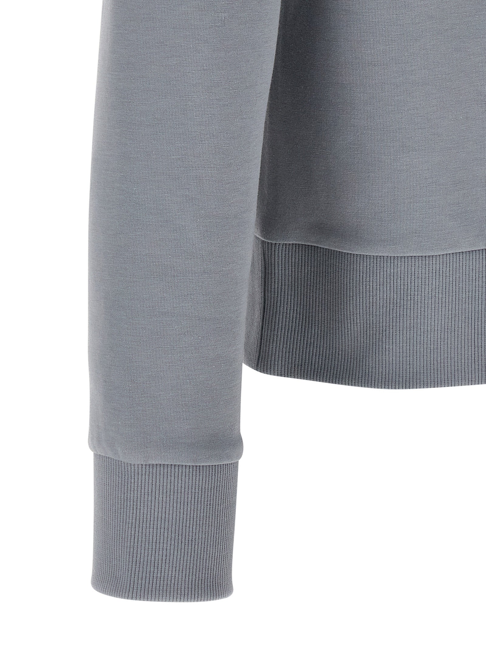Gray Cotton-Blend Hooded Zip Sweatshirt