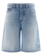 Light Blue Cotton De‑Sire‑Short Bermuda Shorts