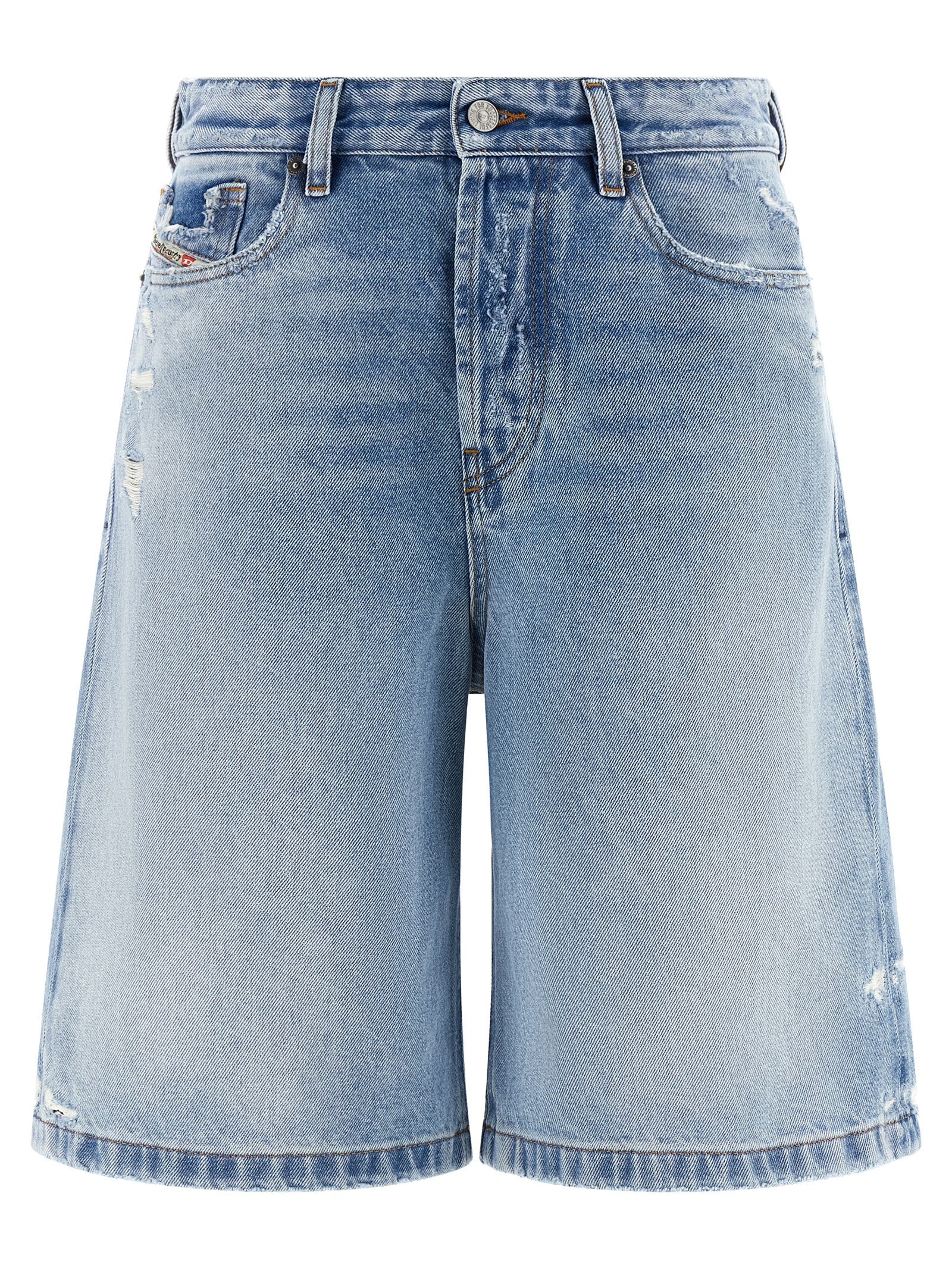 Light Blue Cotton De‑Sire‑Short Bermuda Shorts