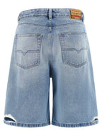 Light Blue Cotton De‑Sire‑Short Bermuda Shorts
