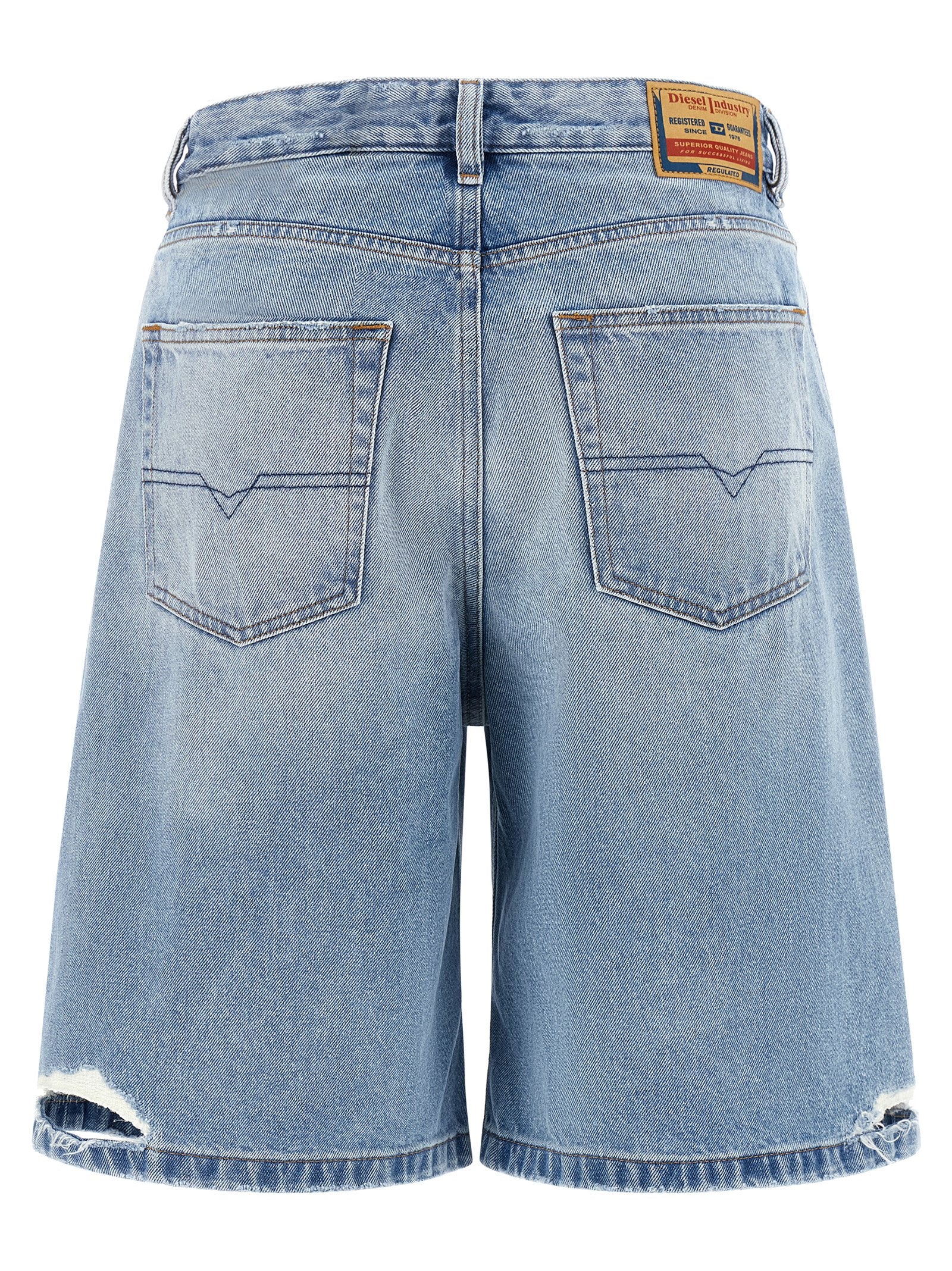 Light Blue Cotton De‑Sire‑Short Bermuda Shorts