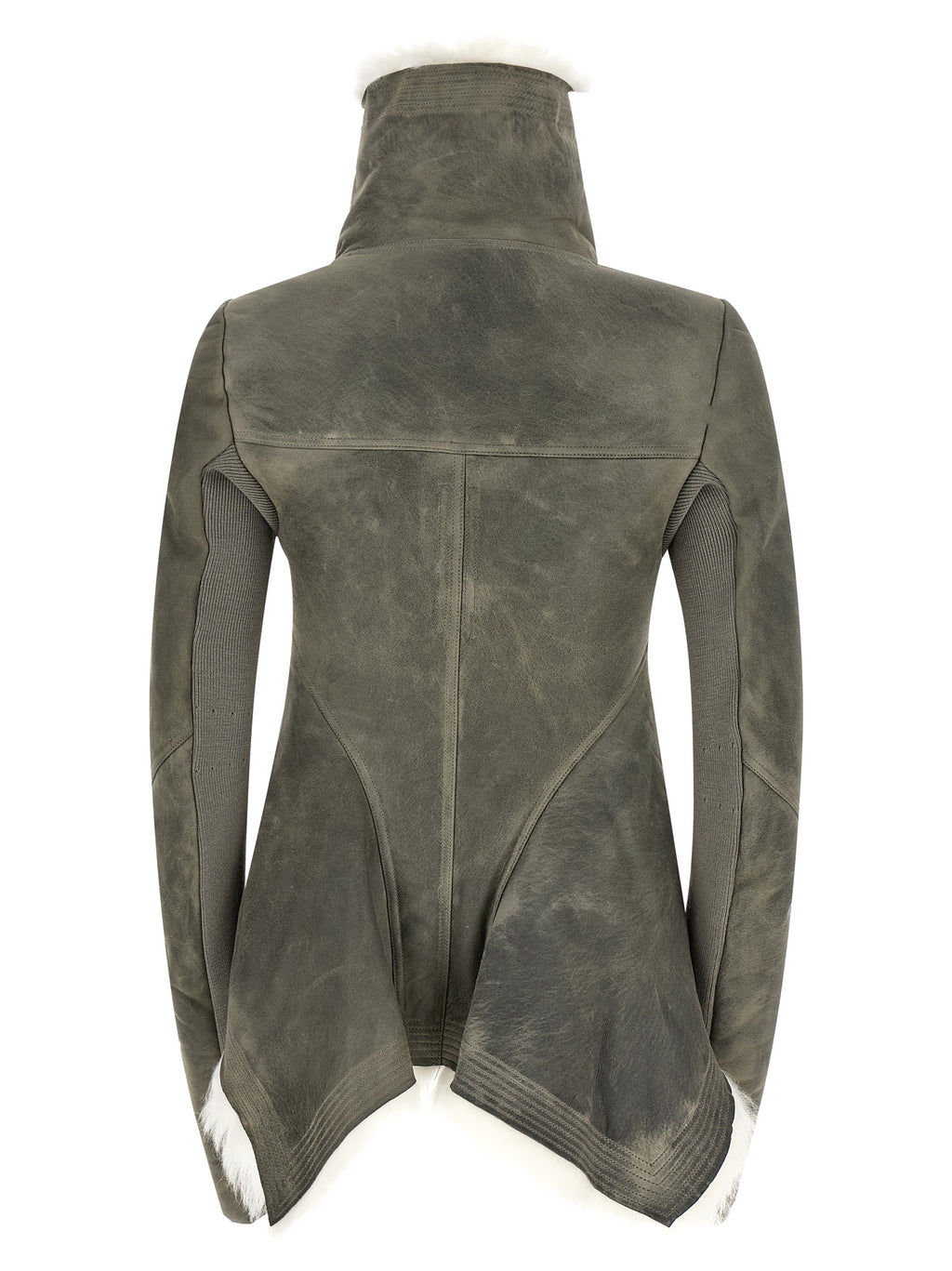 Gray Lamb Fur Leather Jacket