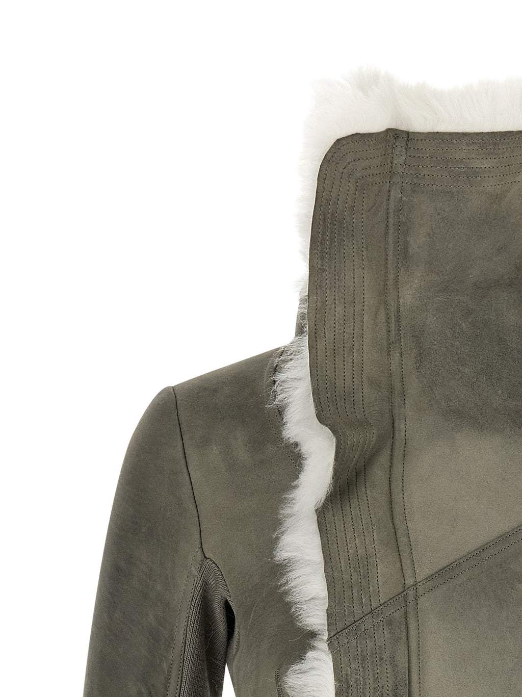 Gray Lamb Fur Leather Jacket
