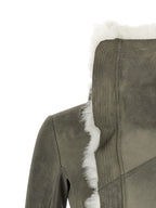 Gray Lamb Fur Leather Jacket