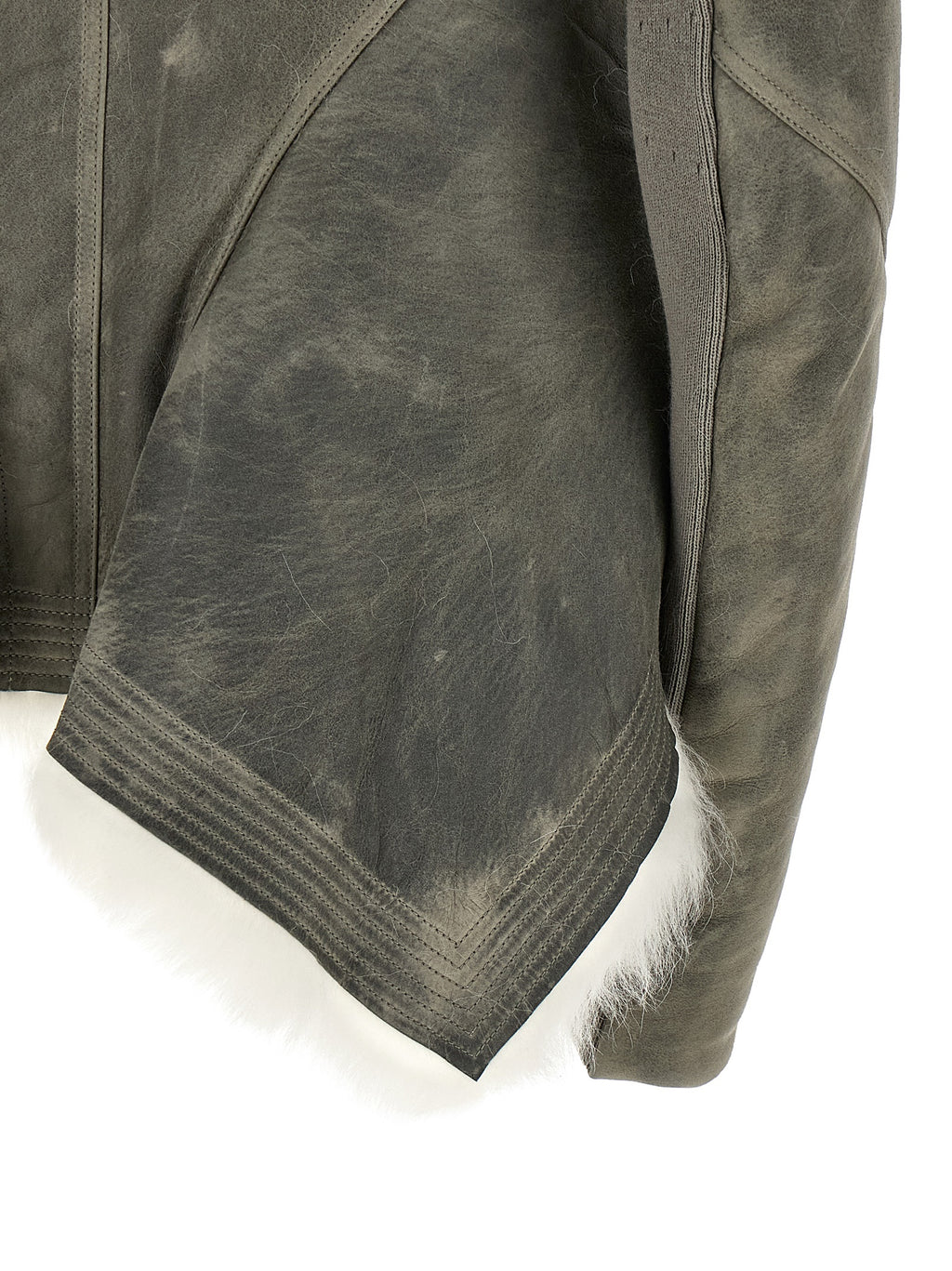 Gray Lamb Fur Leather Jacket