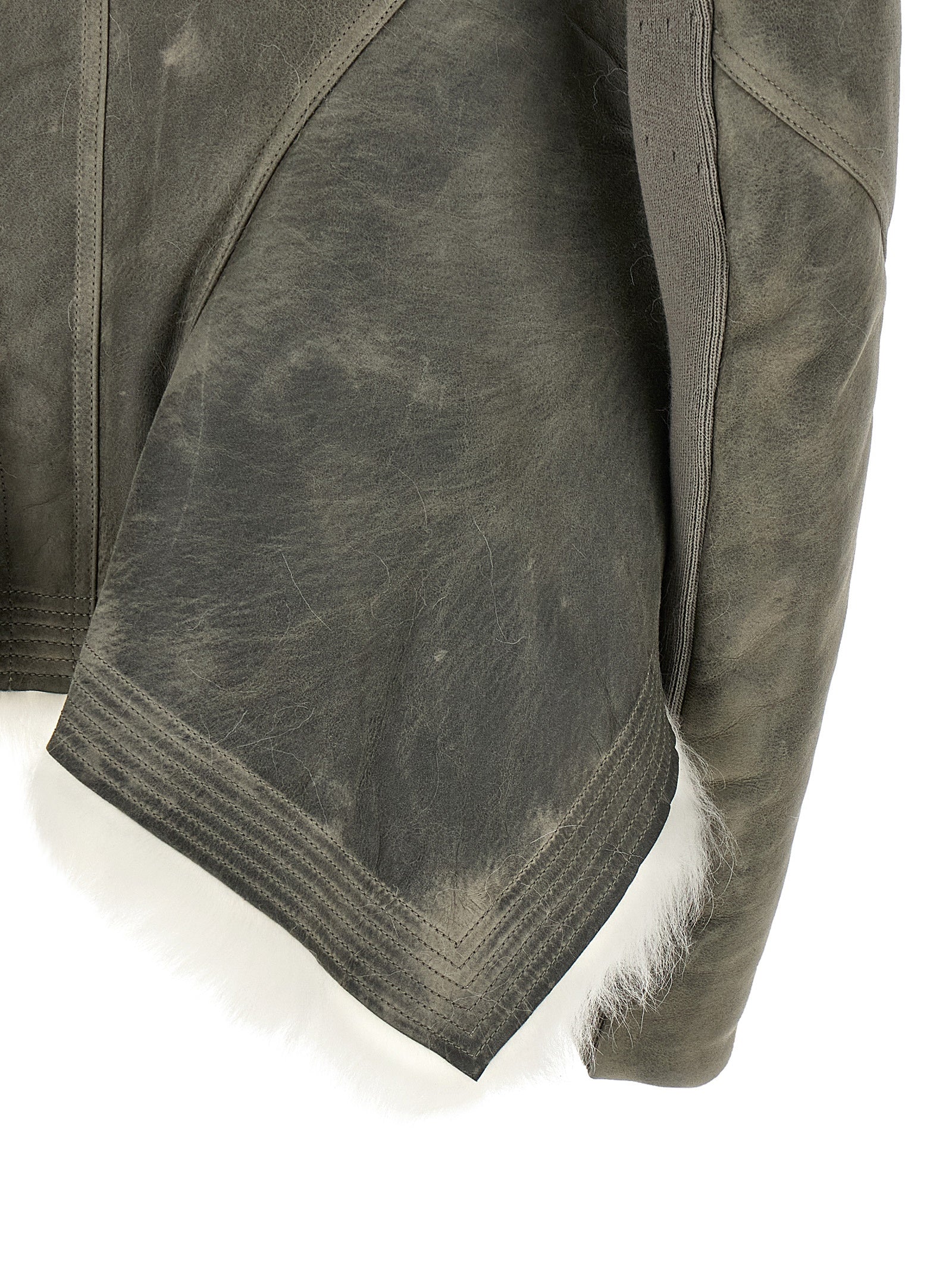 Gray Lamb Fur Leather Jacket