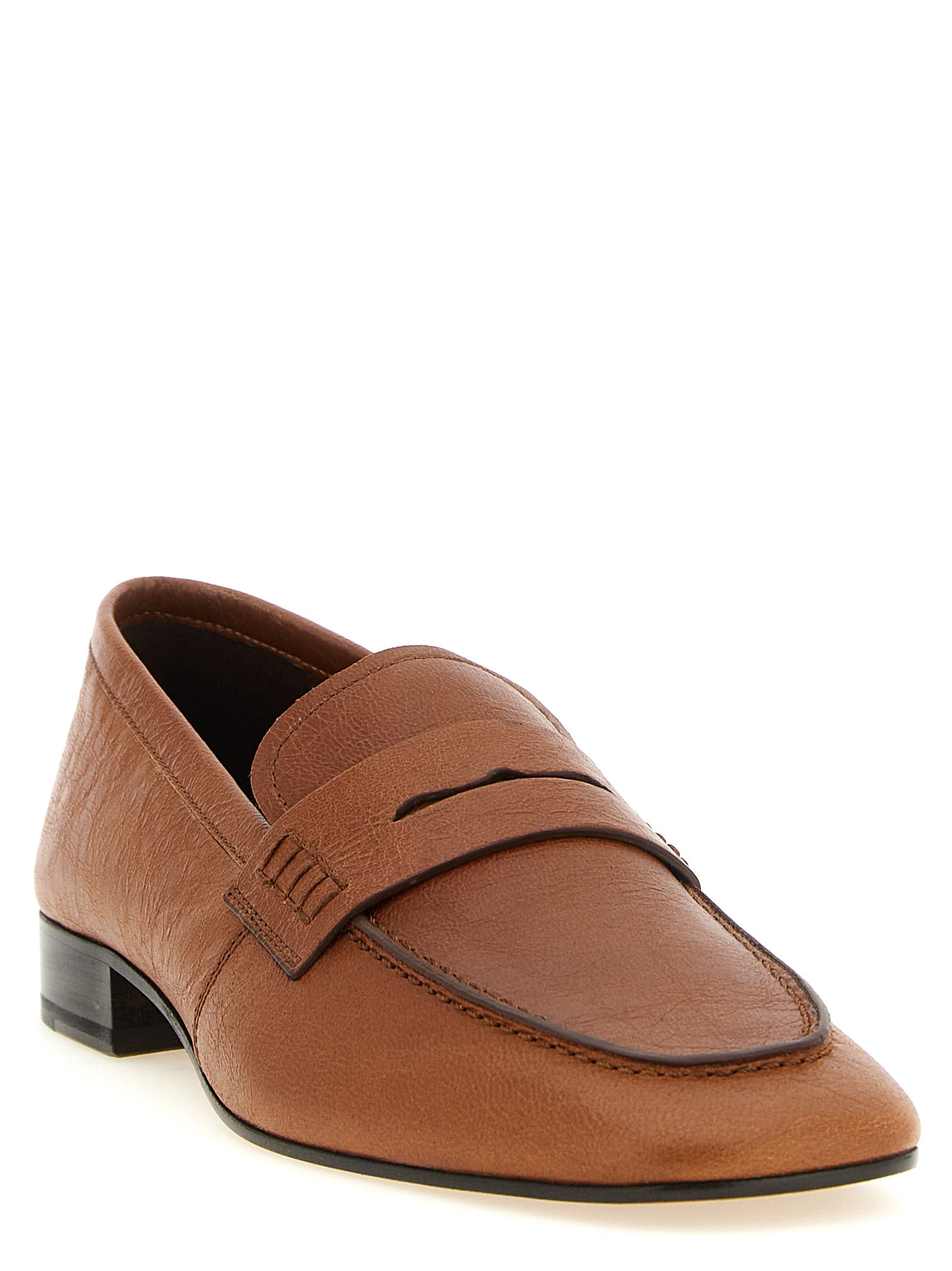 Brown Lamb Leather Slip-On Loafers