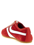 Red Suede & White Leather Low-Top Sneakers