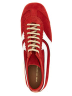 Red Suede & White Leather Low-Top Sneakers