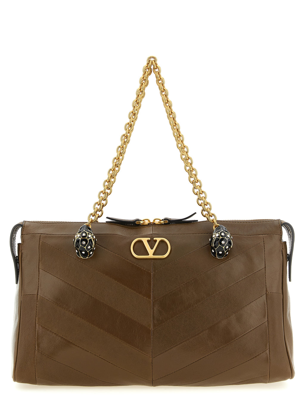 Brown Lamb Leather Panthea Shoulder Bag