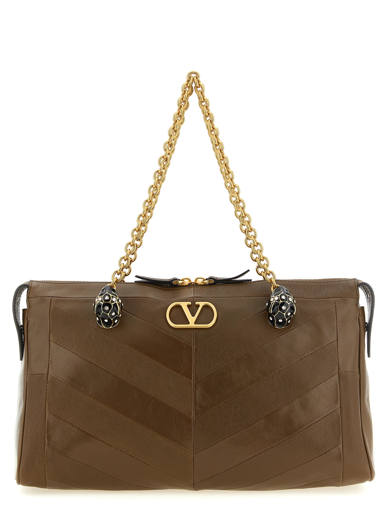 Brown Lamb Leather Panthea Shoulder Bag