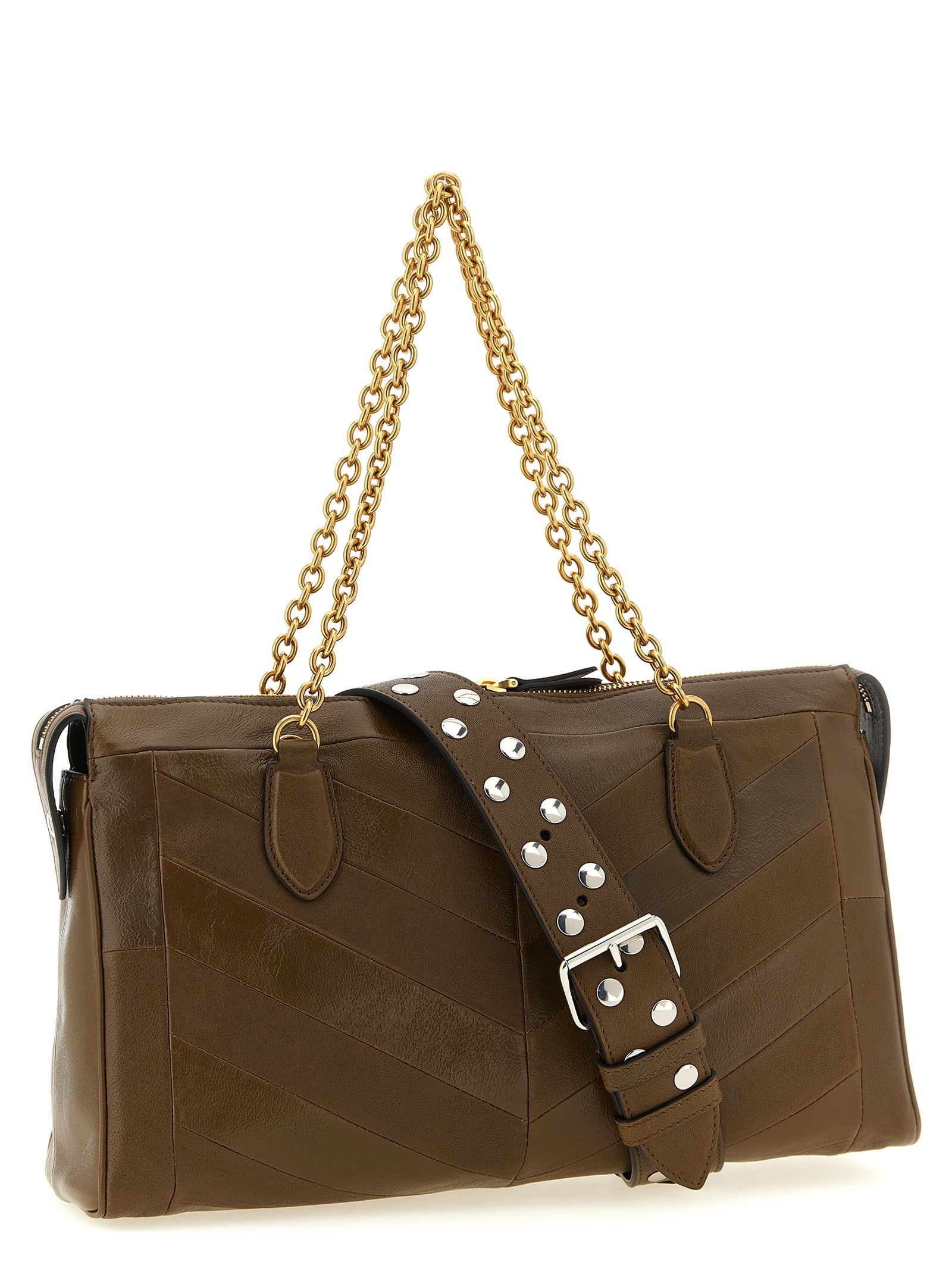 Brown Lamb Leather Panthea Shoulder Bag