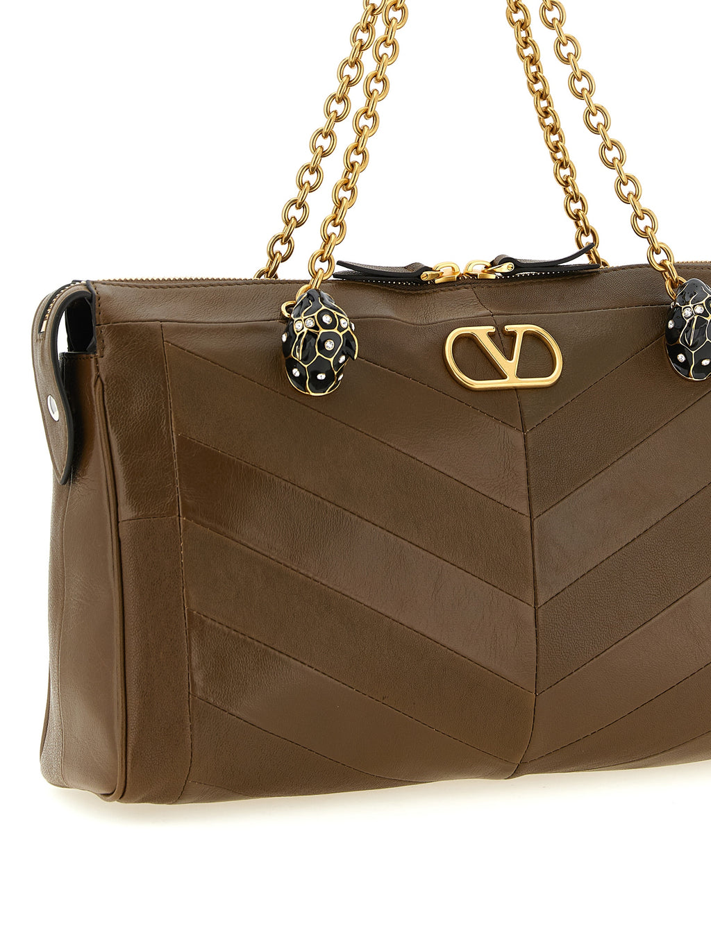 Brown Lamb Leather Panthea Shoulder Bag