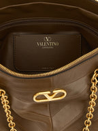 Brown Lamb Leather Panthea Shoulder Bag