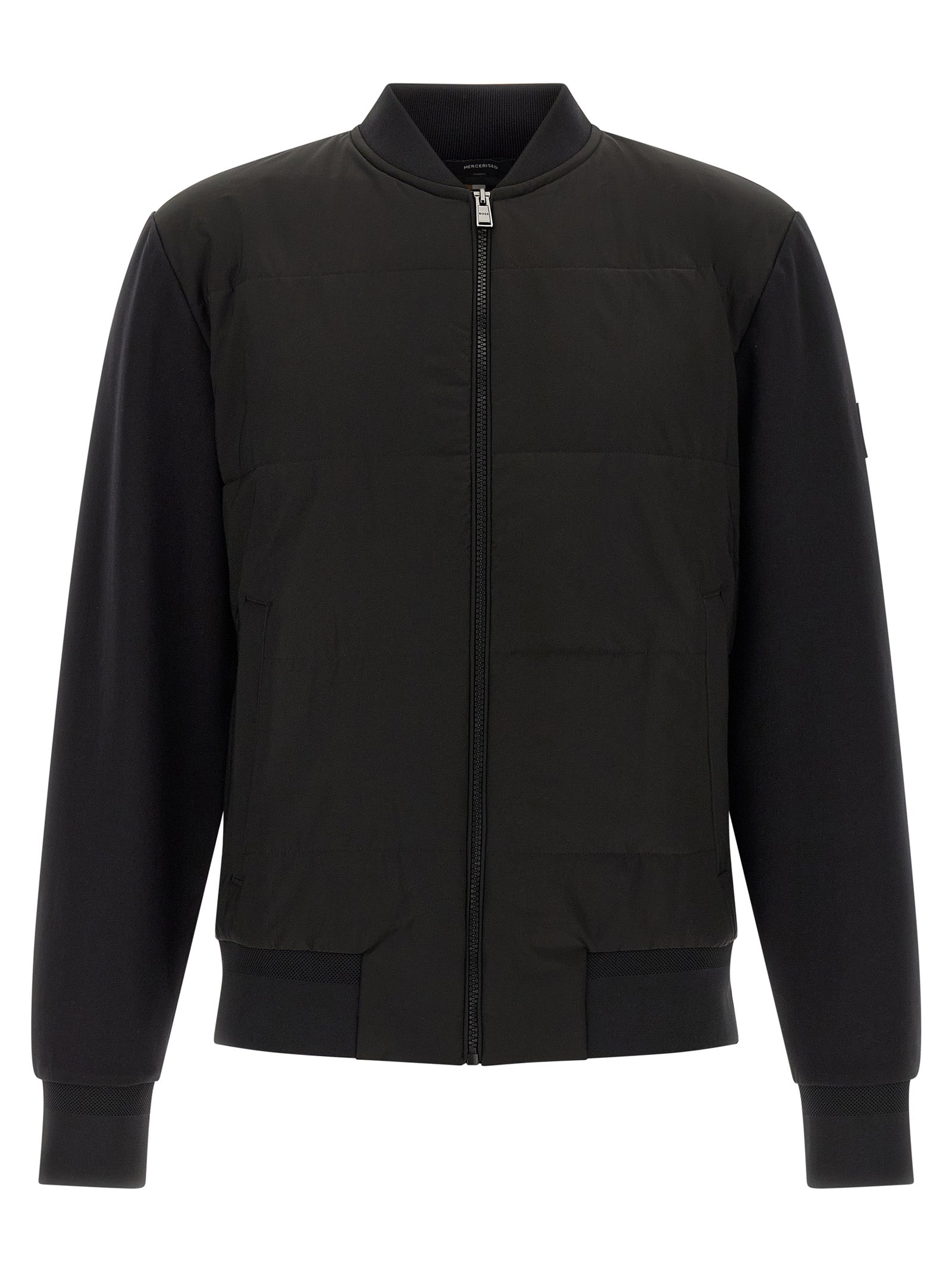 Black Cotton Bomber Sweatshirt