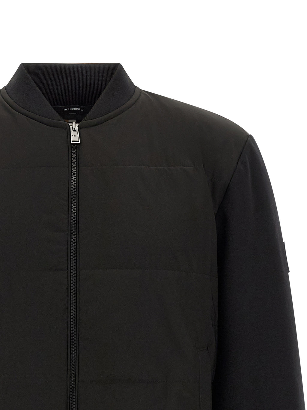 Black Cotton Bomber Sweatshirt