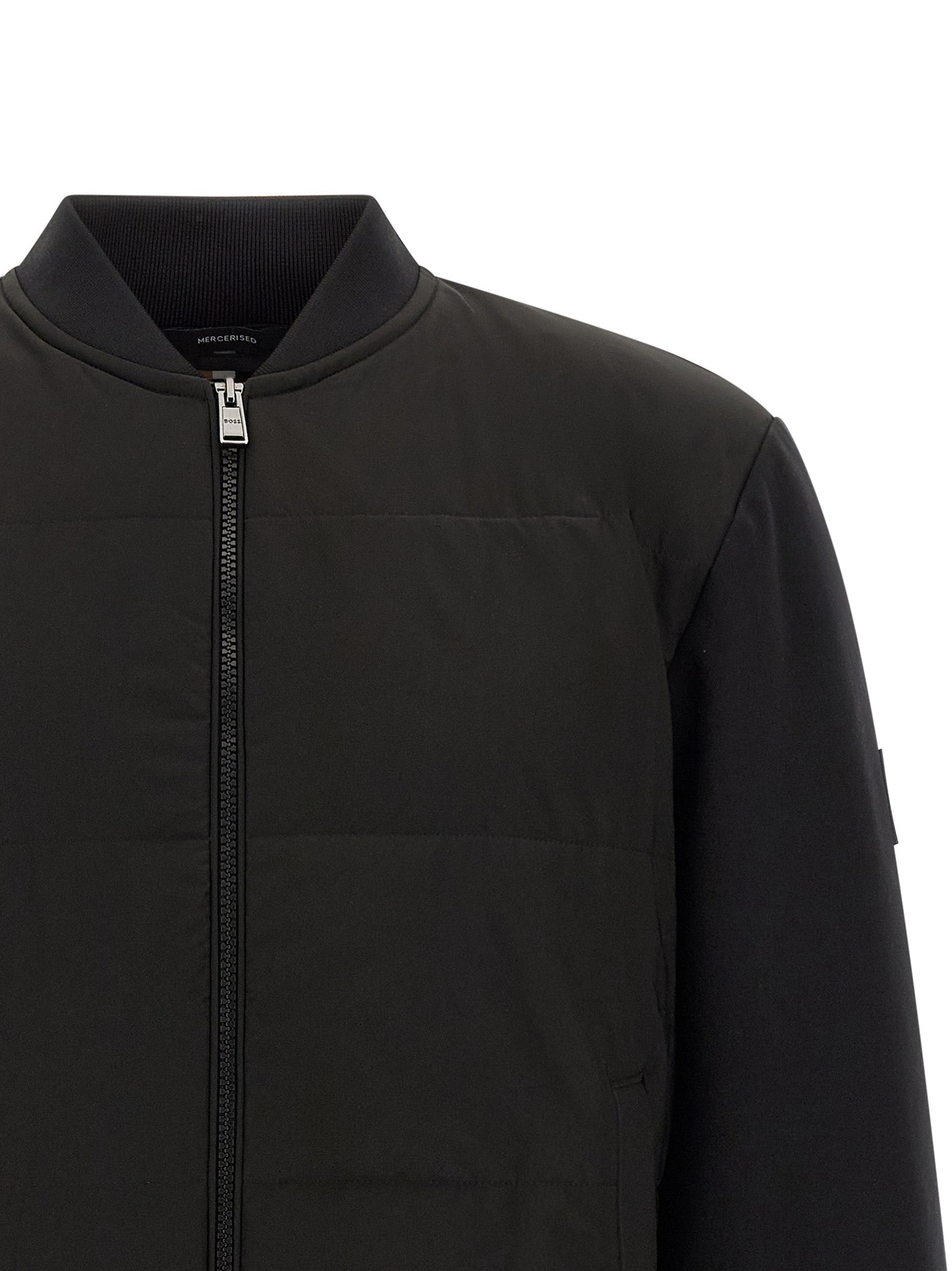 Black Cotton Bomber Sweatshirt