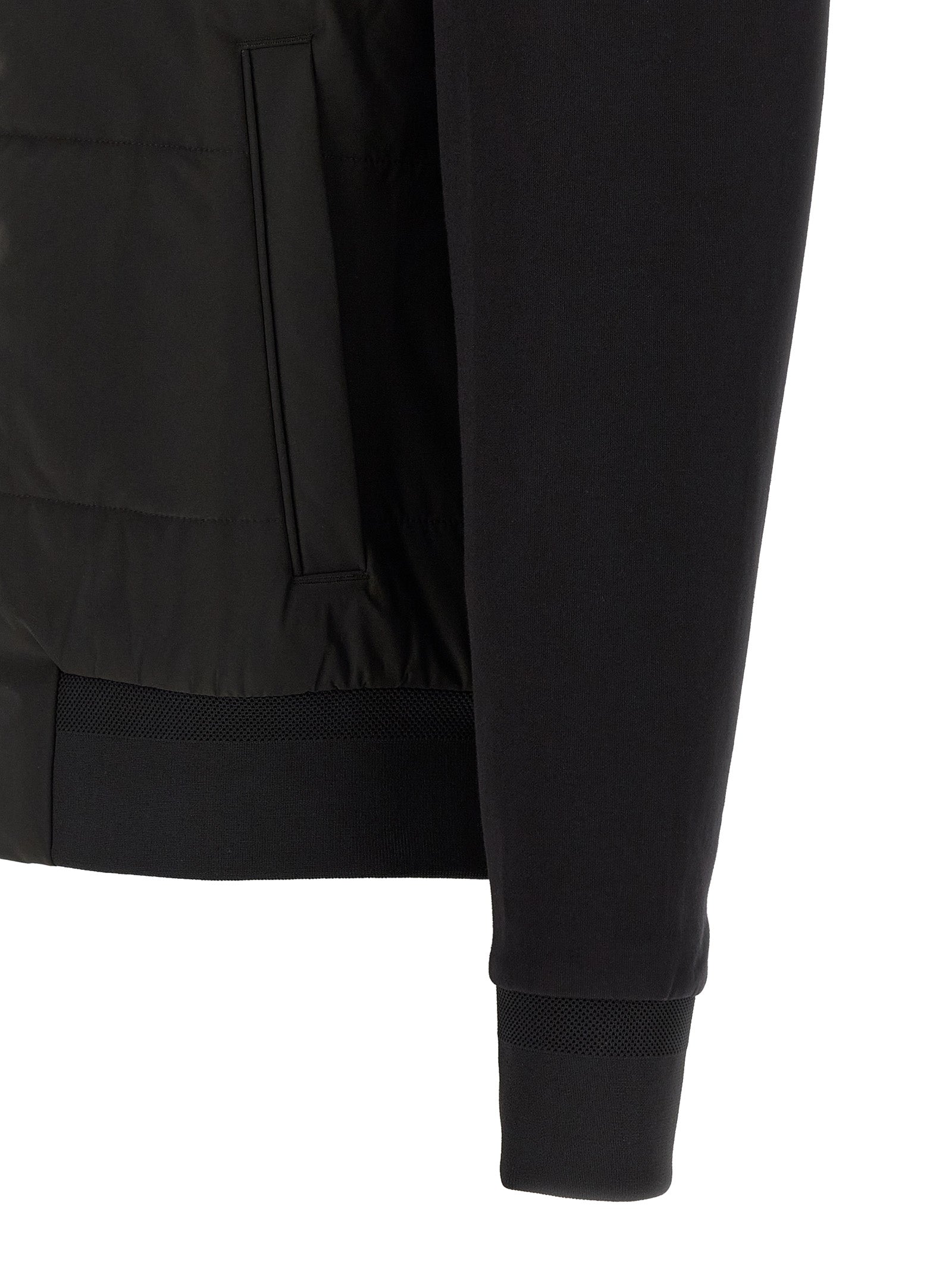 Black Cotton Bomber Sweatshirt