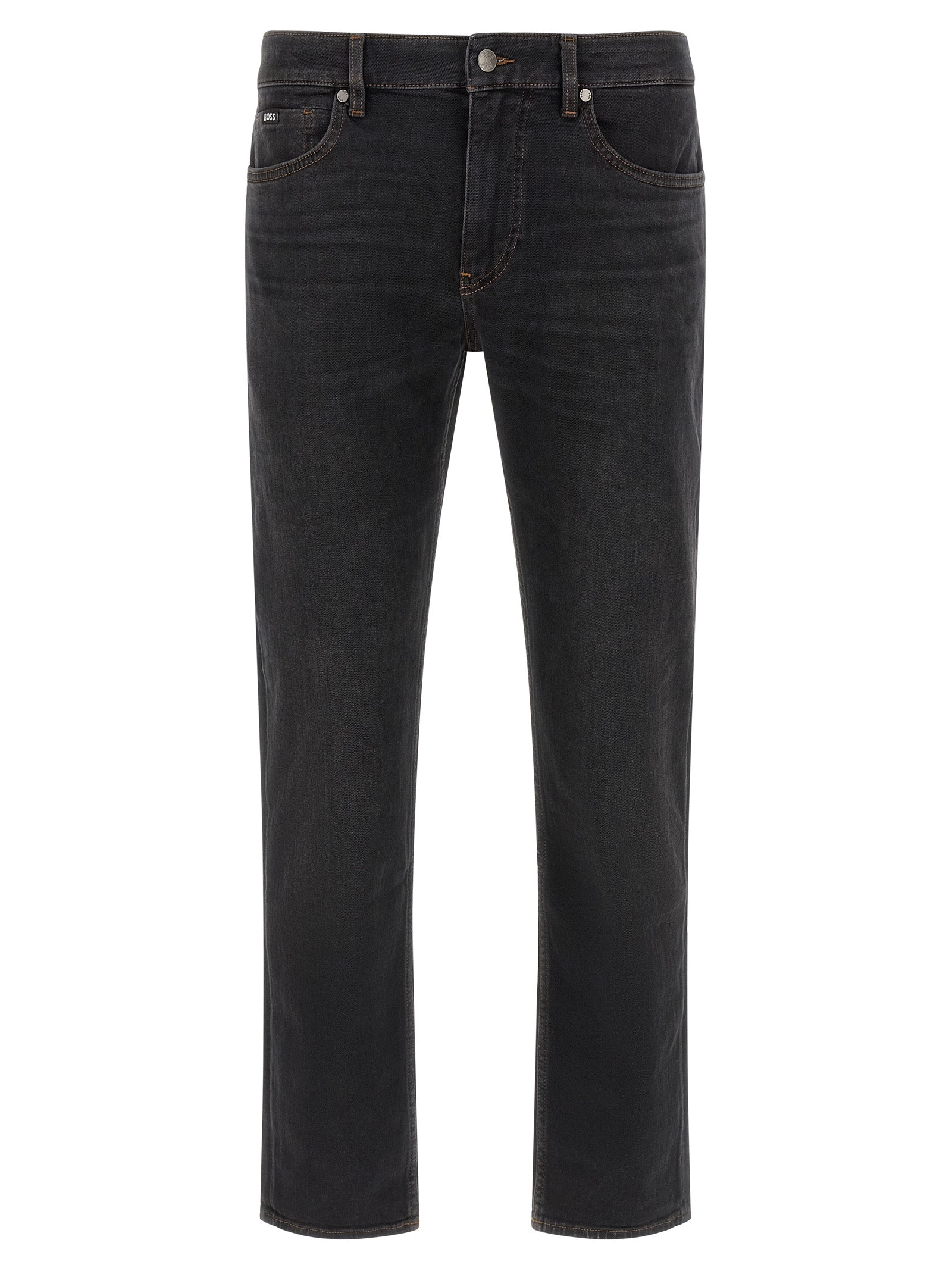 H‑Delaware Black Cotton Stretch Straight‑Leg Jeans