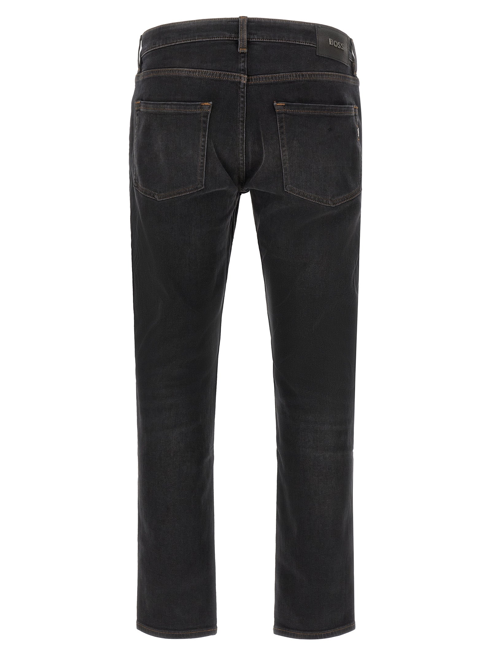 H‑Delaware Black Cotton Stretch Straight‑Leg Jeans