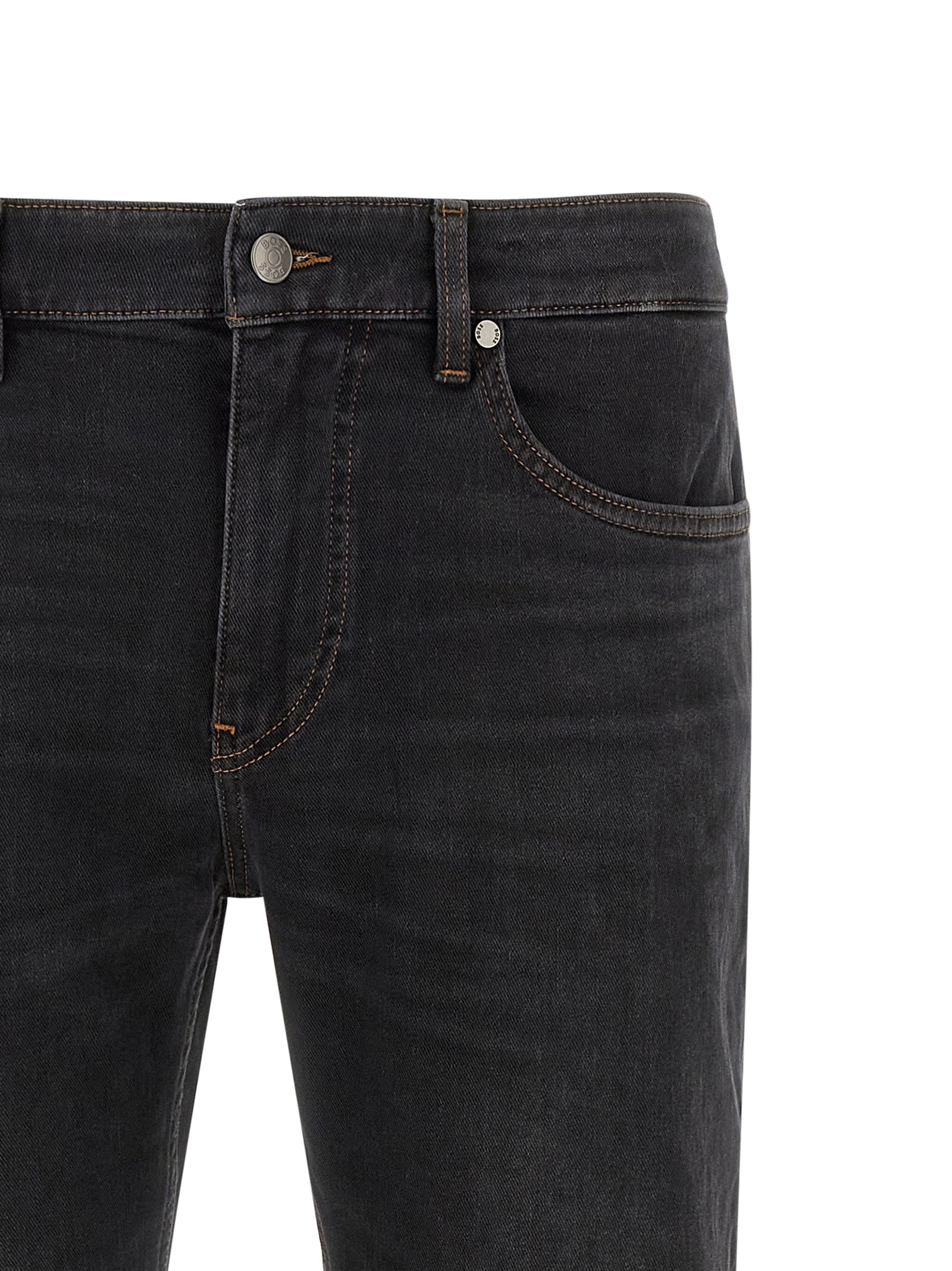 H‑Delaware Black Cotton Stretch Straight‑Leg Jeans