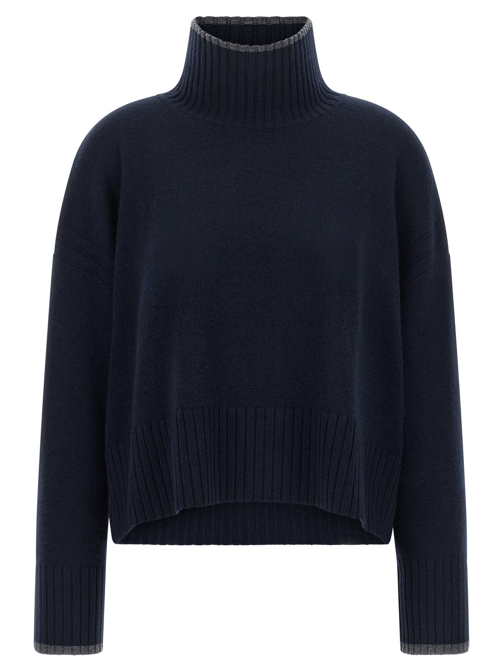 Navy Blue Wool Cashmere Cardigan
