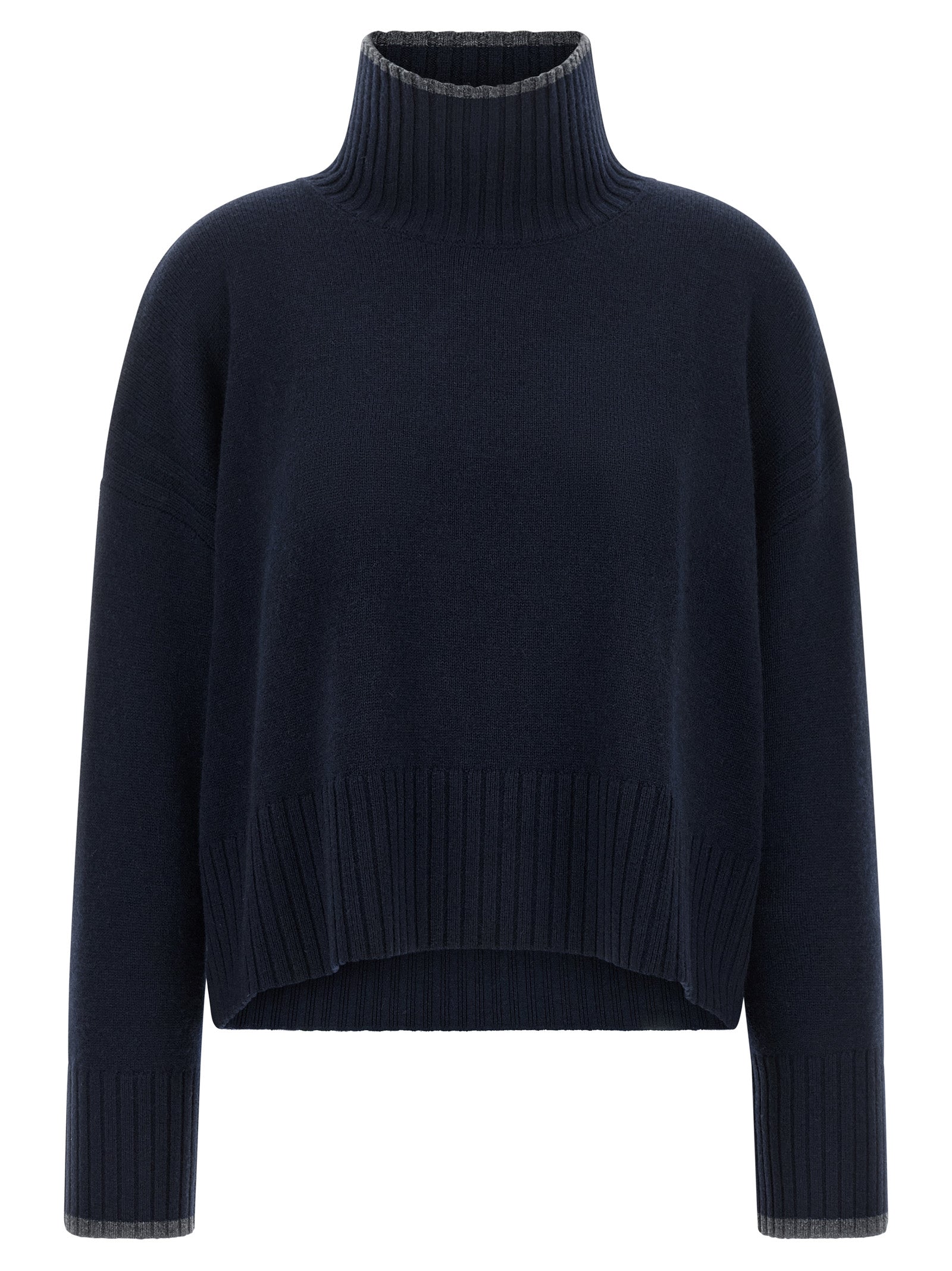Navy Blue Wool Cashmere Cardigan