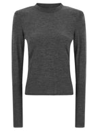 Anthracite Gray Merino Wool Crewneck Cardigan