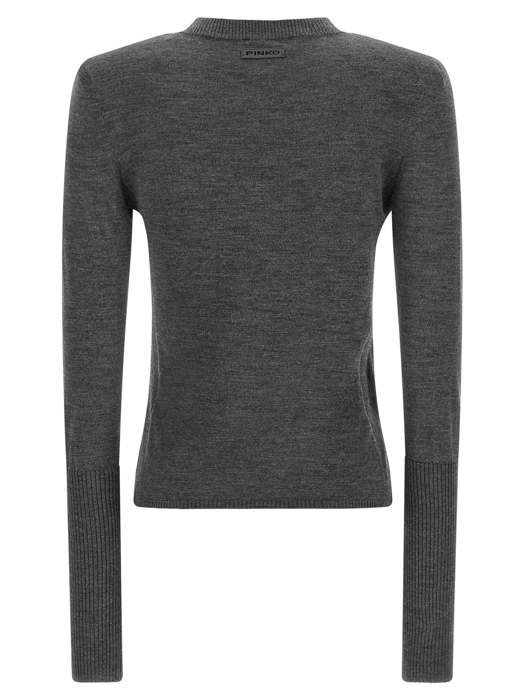 Anthracite Gray Merino Wool Crewneck Cardigan